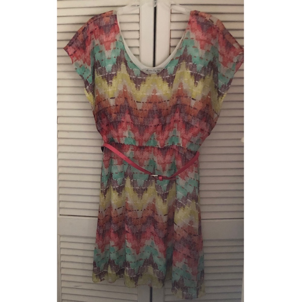 American Rag Cie 1984 Boho Design Sheer Lined Mini Dress Large